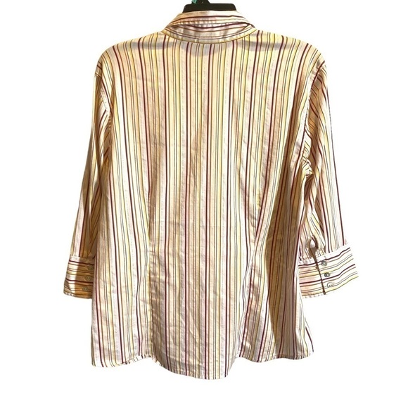 Chico's women's size 3 (L-16) button down 3/4 sleeve multi color striped shirt - Picture 5 of 9
